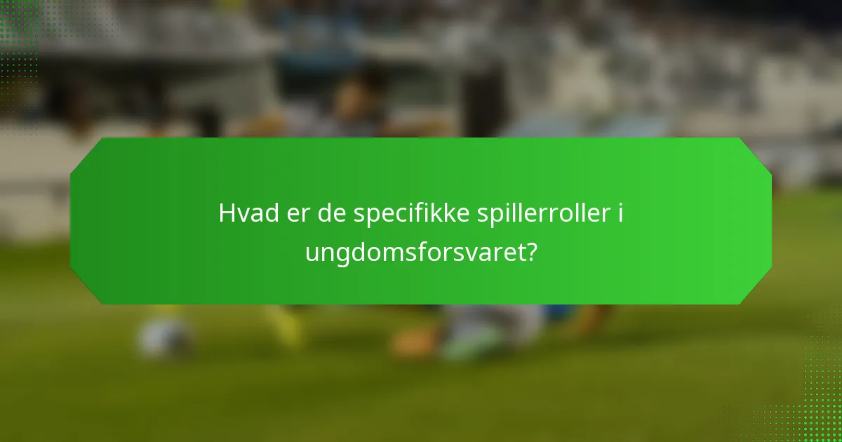Hvad er de specifikke spillerroller i ungdomsforsvaret?