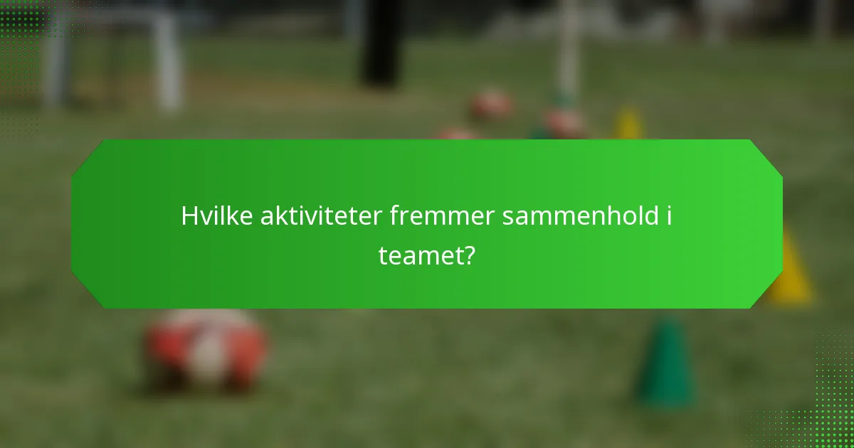 Hvilke aktiviteter fremmer sammenhold i teamet?